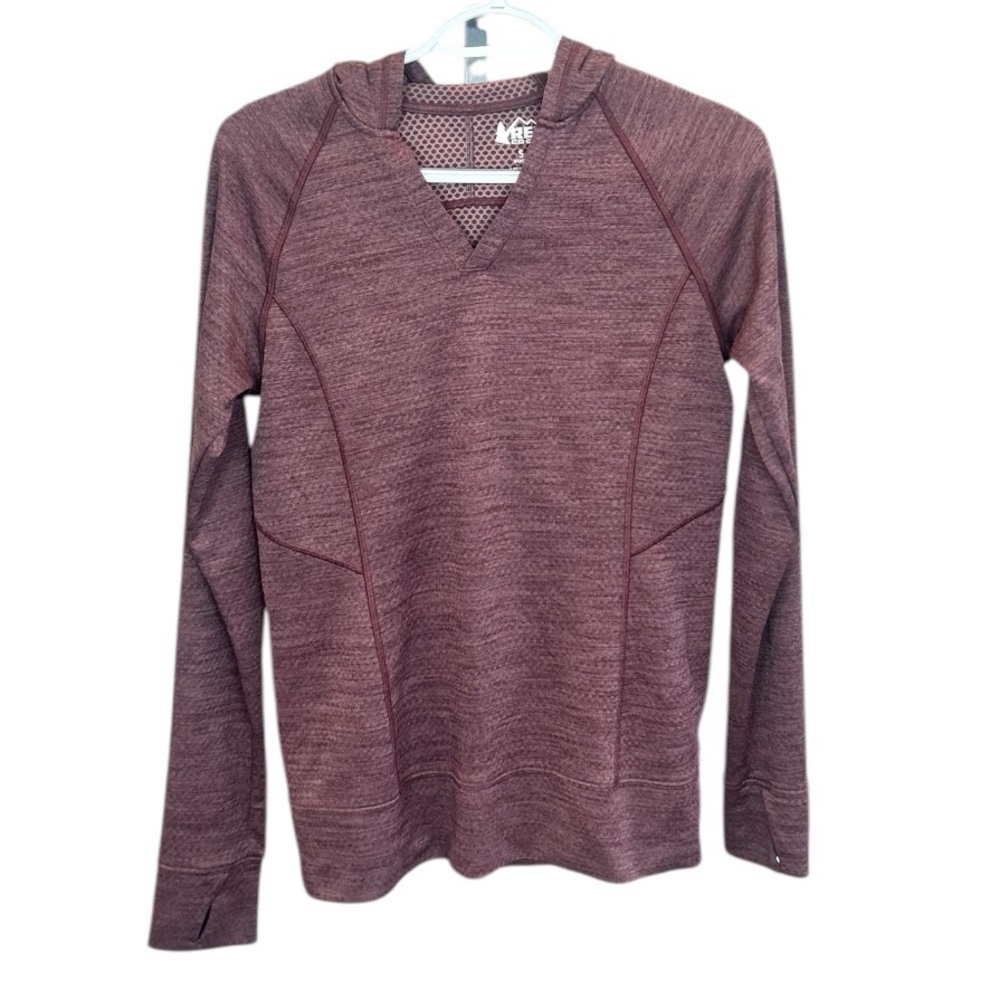 REI CoOp Hoodie Womens Small Maroon Long Sleeve Pullover Outdoor Hiking Jogging